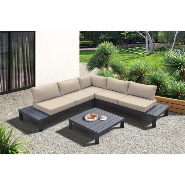 Tento Campait Razor 4 Piece Outdoor Dark Grey Finish & Grey Cushions Sectional Set TE2522323